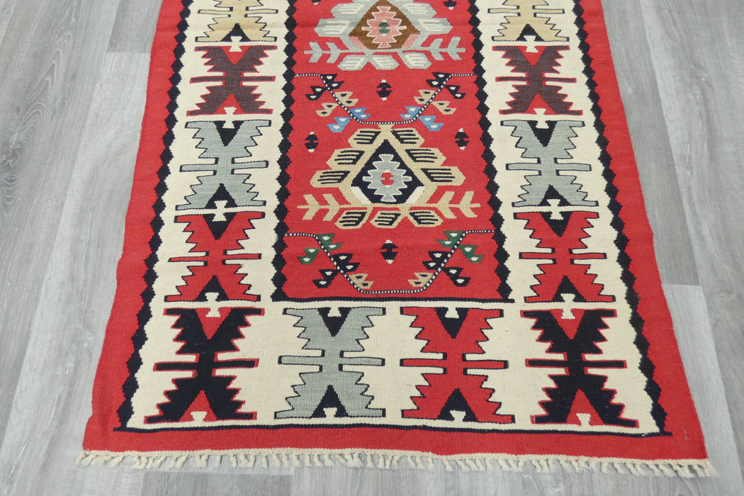 Handwoven Turkish Kilim Rug 158 x 84cm | Anatolian Wool Flatweave- Rugs Direct 