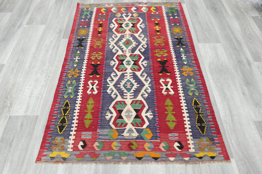 Turkish Kilim Rug 154 x 110cm | Colourful Anatolian Geometric Design- Rugs Direct 