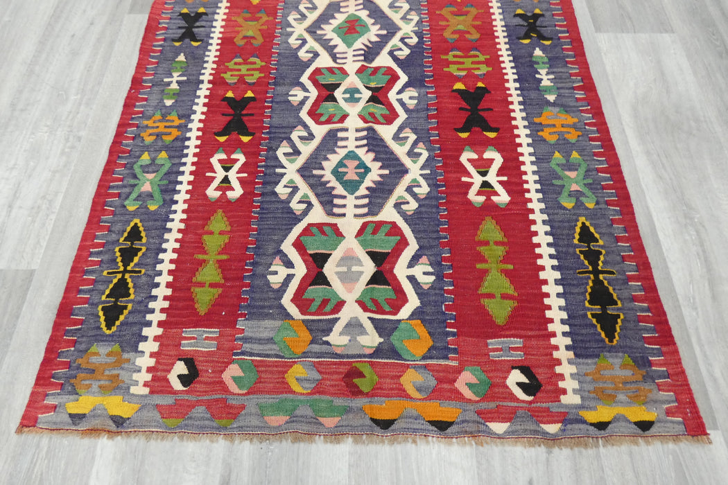 Turkish Kilim Rug 154 x 110cm | Colourful Anatolian Geometric Design- Rugs Direct 