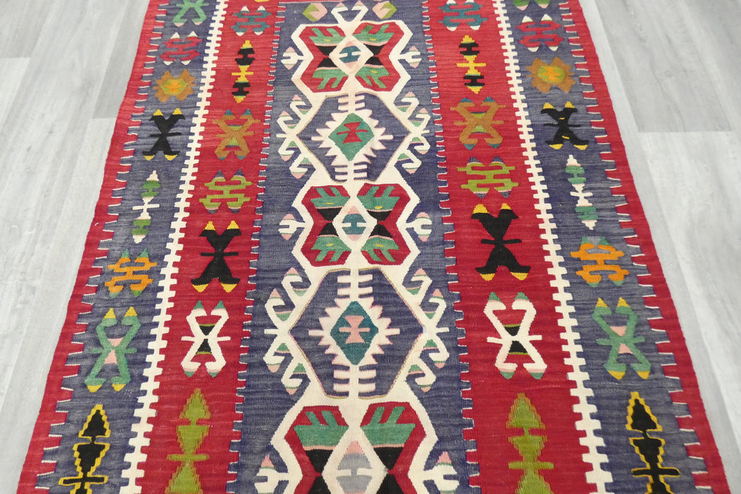 Turkish Kilim Rug 154 x 110cm | Colourful Anatolian Geometric Design- Rugs Direct 