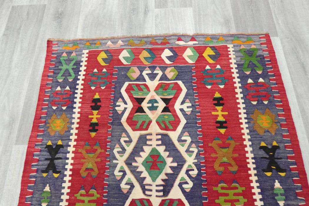 Turkish Kilim Rug 154 x 110cm | Colourful Anatolian Geometric Design- Rugs Direct 