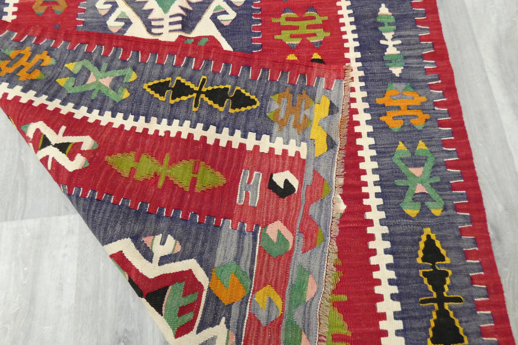 Turkish Kilim Rug 154 x 110cm | Colourful Anatolian Geometric Design- Rugs Direct 
