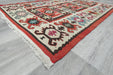 Turkish Kilim Rug 125 x 70cm | Ivory Border Anatolian Design- Rugs Direct 
