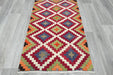 Turkish Kilim Rug 137 x 90cm | Colourful Diamond Medallion Design- Rugs Direct