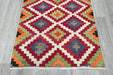 Turkish Kilim Rug 137 x 90cm | Colourful Diamond Medallion Design- Rugs Direct