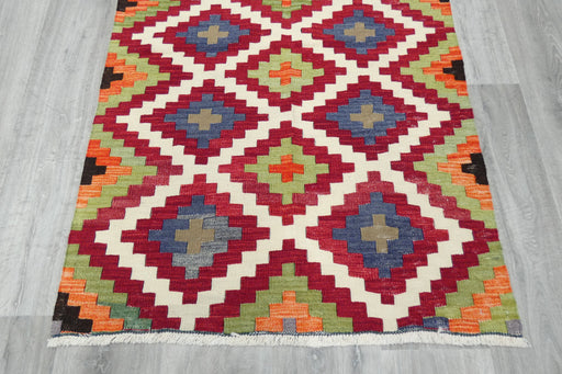 Turkish Kilim Rug 137 x 90cm | Colourful Diamond Medallion Design- Rugs Direct