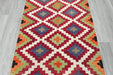 Turkish Kilim Rug 137 x 90cm | Colourful Diamond Medallion Design- Rugs Direct