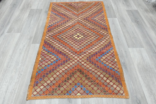 Vintage Handmade Turkish Kilim Rug 162 x 94cm | Geometric Wool Flatweave Tribal Area Rug | One of a Kind- Rugs Direct 