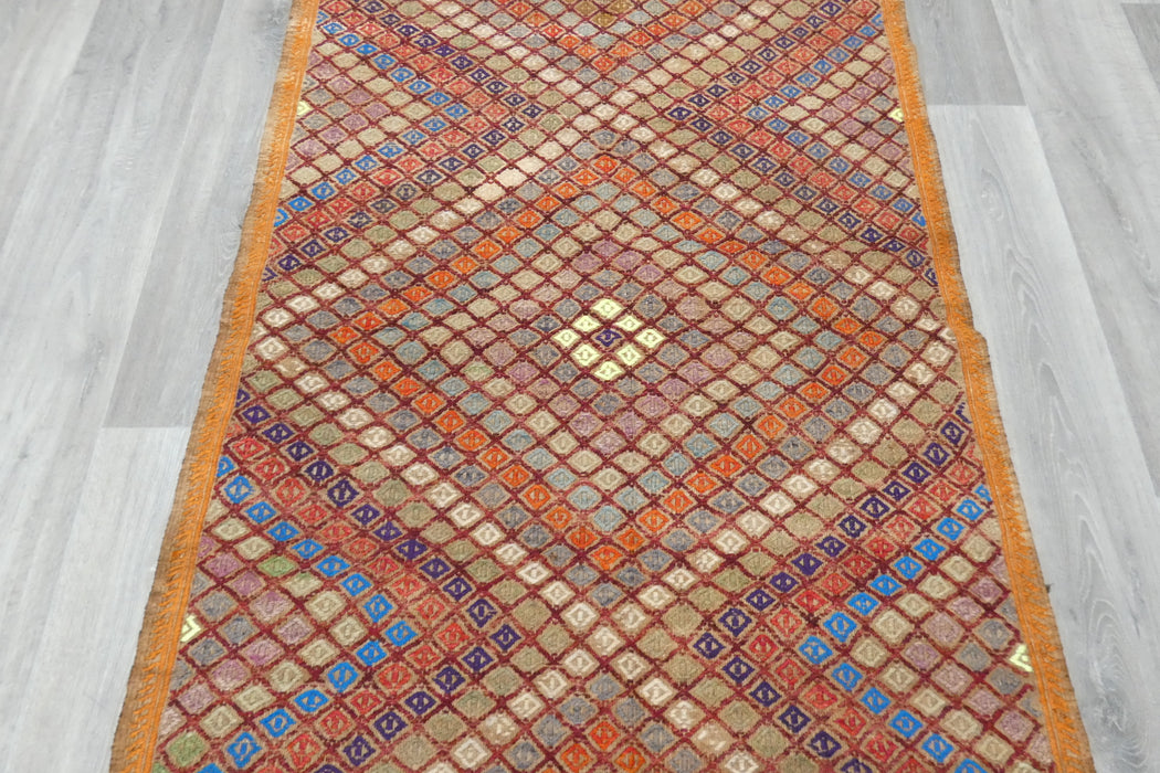 Vintage Handmade Turkish Kilim Rug 162 x 94cm | Geometric Wool Flatweave Tribal Area Rug | One of a Kind- Rugs Direct 