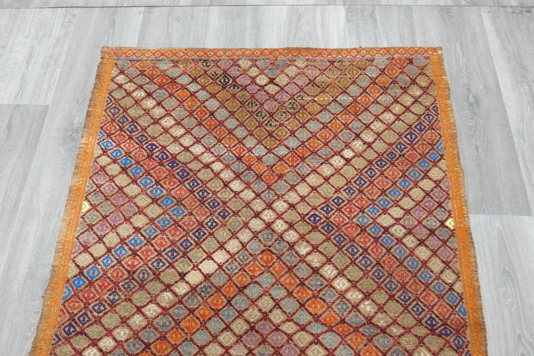 Vintage Handmade Turkish Kilim Rug 162 x 94cm | Geometric Wool Flatweave Tribal Area Rug | One of a Kind- Rugs Direct 
