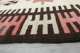 Vintage Handmade Turkish Kilim Rug 140 x 100cm | Blush Pink Geometric Wool Flatweave Area Rug | One of a Kind- Rugs Direct 