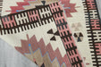 Vintage Handmade Turkish Kilim Rug 140 x 100cm | Blush Pink Geometric Wool Flatweave Area Rug | One of a Kind- Rugs Direct 