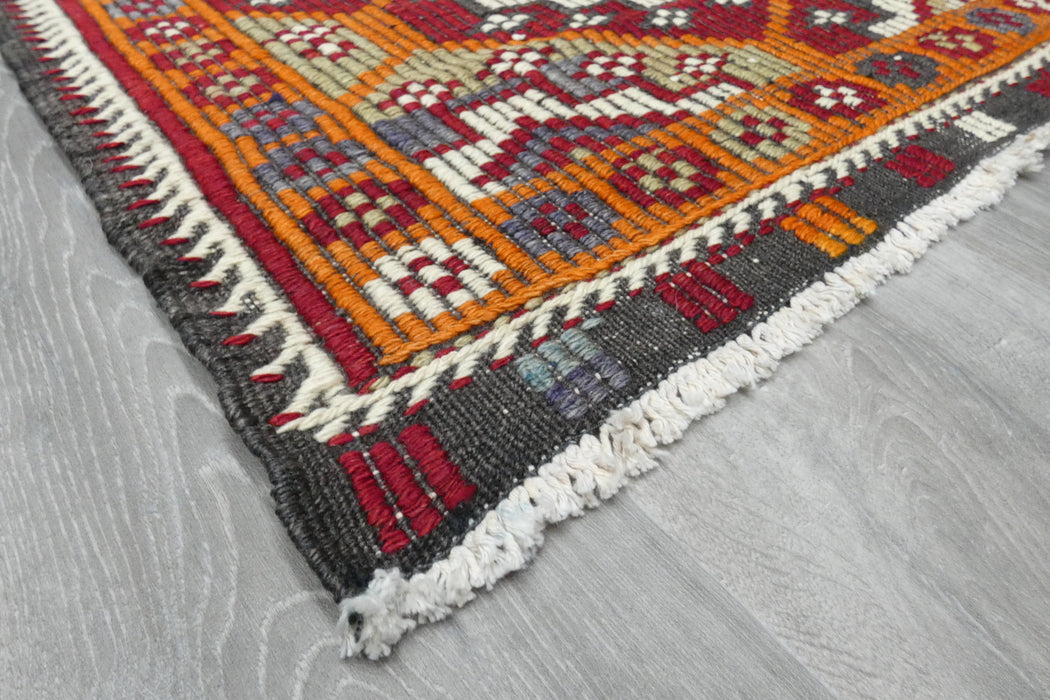 Vintage Handmade Turkish Kilim Rug 125 x 75cm | Geometric Tribal Wool Flatweave Rug | One of a Kind- Rugs Direct 