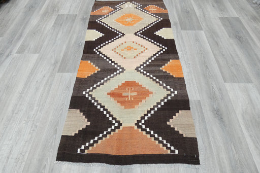 Vintage Handmade Turkish Kilim Rug 162 x 77cm | Geometric Tribal Wool Flatweave Runner | One of a Kind- Rugs Direct 