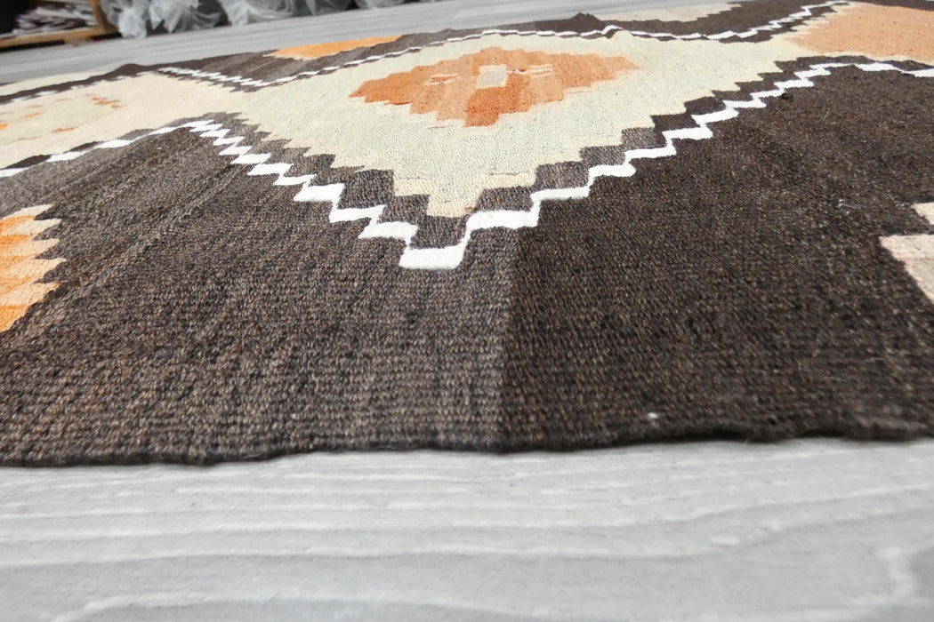 Vintage Handmade Turkish Kilim Rug 162 x 77cm | Geometric Tribal Wool Flatweave Runner | One of a Kind- Rugs Direct 
