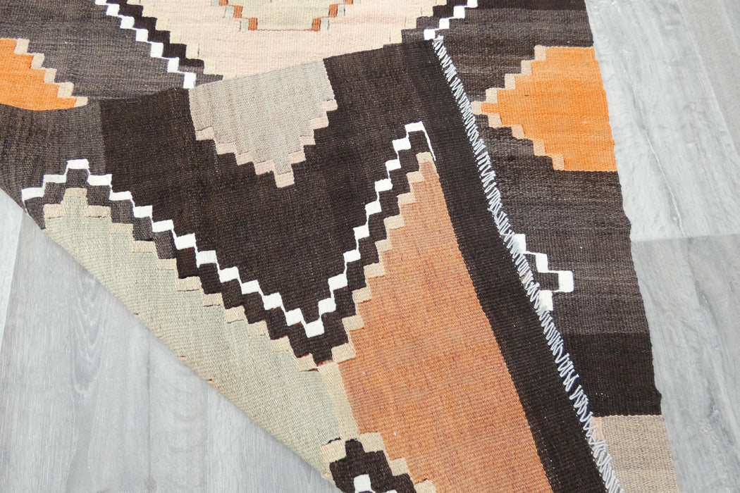 Vintage Handmade Turkish Kilim Rug 162 x 77cm | Geometric Tribal Wool Flatweave Runner | One of a Kind- Rugs Direct 