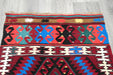Vintage Handmade Turkish Kilim Rug 106 x 70cm | Colourful Geometric Tribal Wool Flatweave Rug | One of a Kind- Rugs Direct 