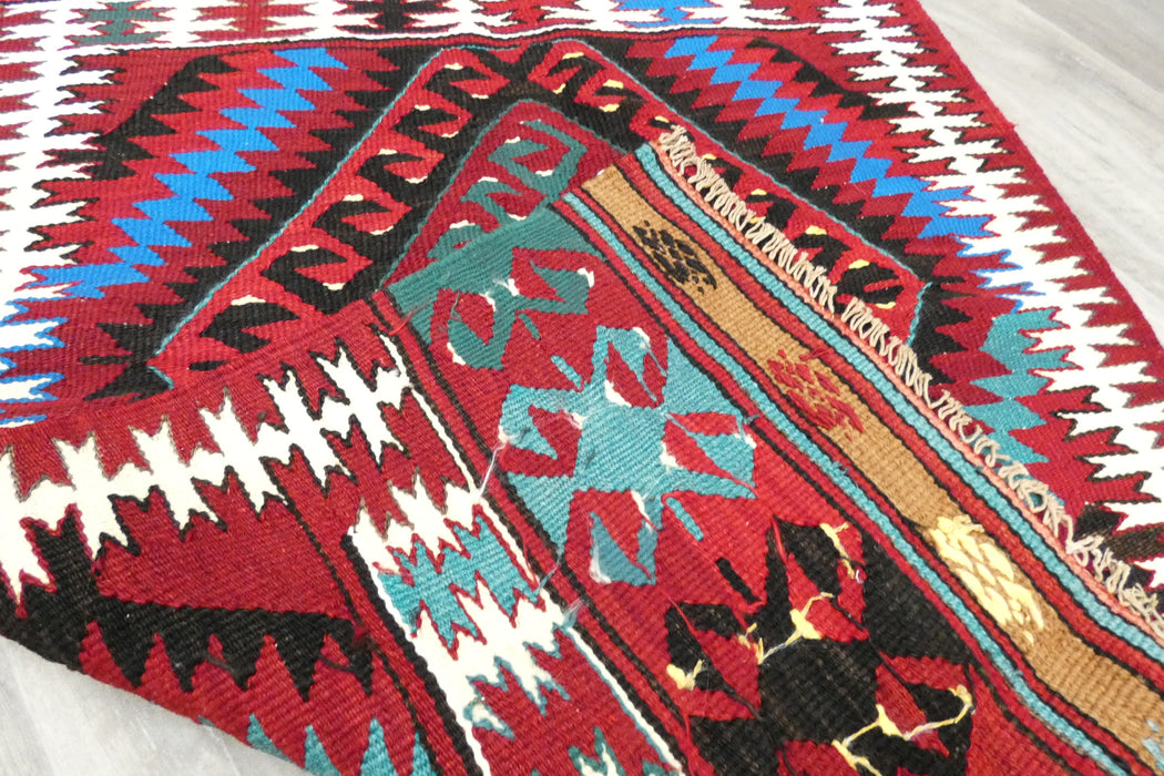 Vintage Handmade Turkish Kilim Rug 106 x 70cm | Colourful Geometric Tribal Wool Flatweave Rug | One of a Kind- Rugs Direct 