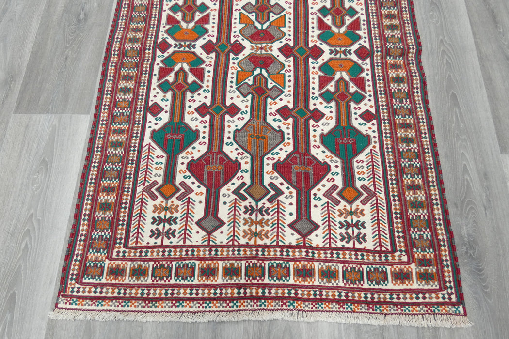Vintage Handmade Turkish Kilim Rug 123 x 85cm | Anatolian Tribal Wool Flatweave Rug | One of a Kind- Rugs Direct 