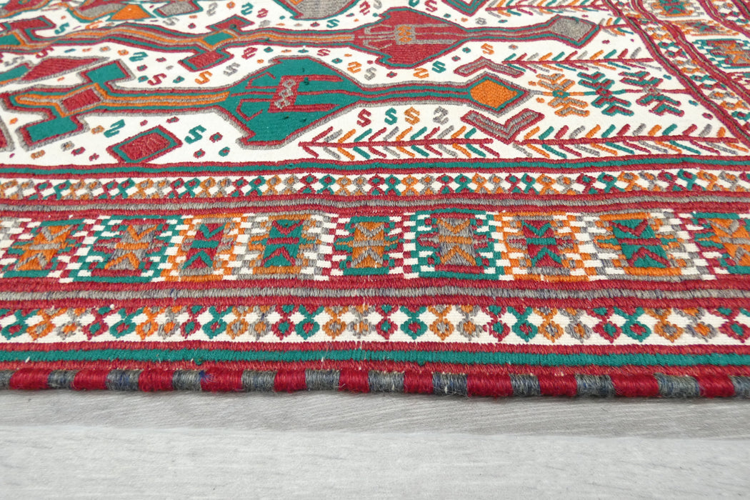 Vintage Handmade Turkish Kilim Rug 123 x 85cm | Anatolian Tribal Wool Flatweave Rug | One of a Kind- Rugs Direct 