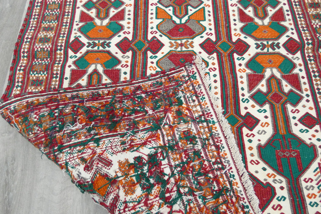 Vintage Handmade Turkish Kilim Rug 123 x 85cm | Anatolian Tribal Wool Flatweave Rug | One of a Kind- Rugs Direct 