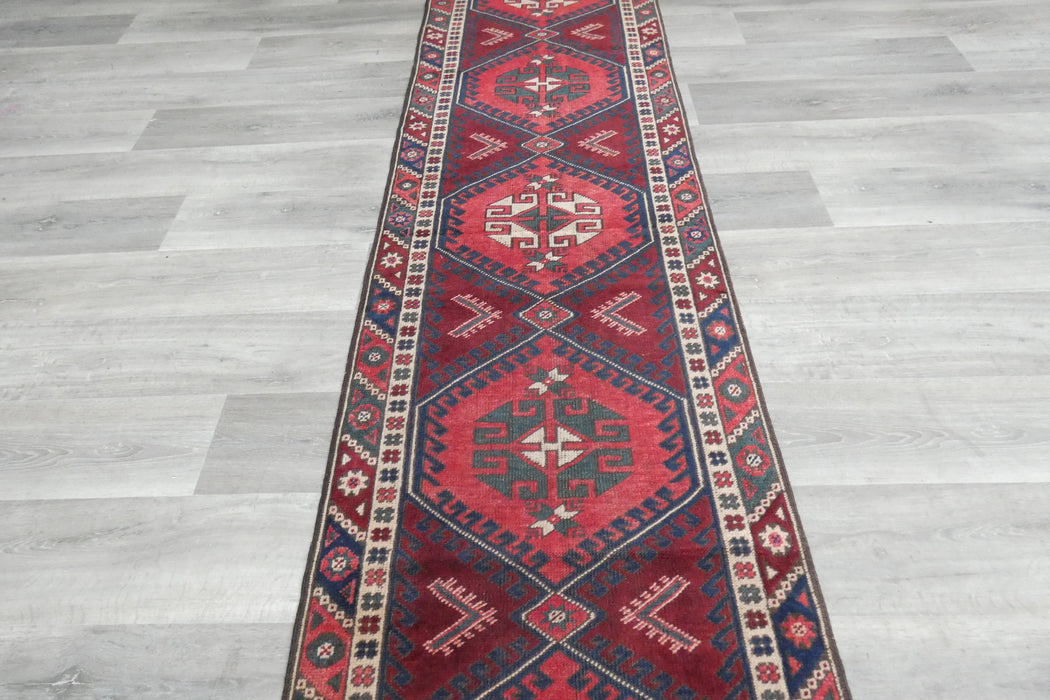 Vintage Handmade Tribal Rug Runner 304 x 75cm | Wool Hallway Runner | One of a Kind- Rugs Direct 