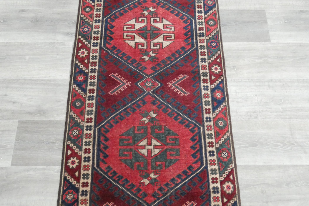 Vintage Handmade Tribal Rug Runner 304 x 75cm | Wool Hallway Runner | One of a Kind- Rugs Direct 