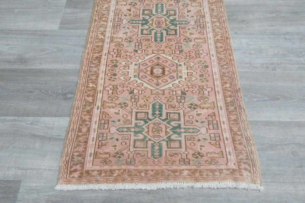 Vintage Turkish Oushak Rug Runner 188 x 60cm | Handmade Wool Hallway Runner | One-of-a-Kind Pastel Runner- Rugs Direct 