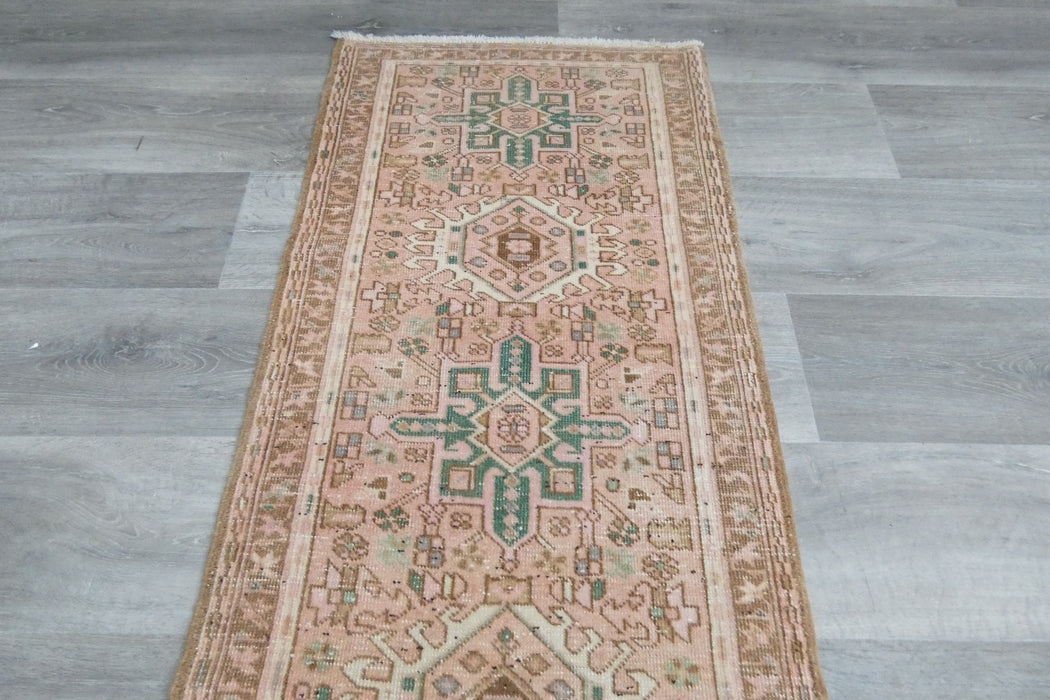 Vintage Turkish Oushak Rug Runner 188 x 60cm | Handmade Wool Hallway Runner | One-of-a-Kind Pastel Runner- Rugs Direct 