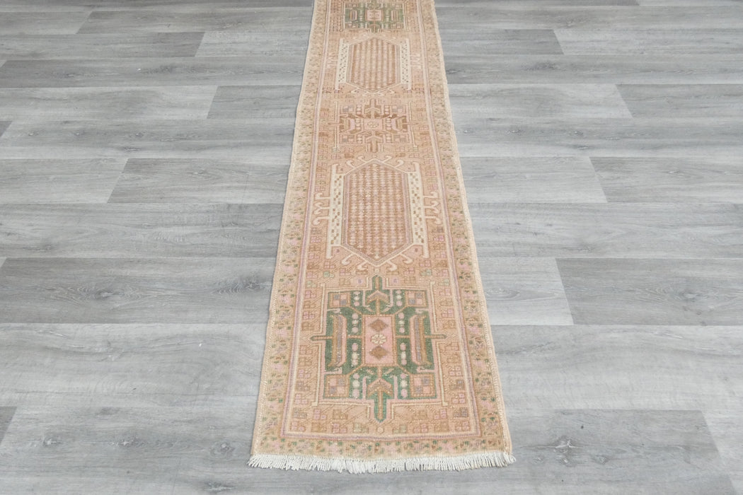 Vintage Turkish Oushak Rug Runner 202 x 55cm | Handmade Wool Hallway Runner | One-of-a-Kind Pastel Runner- Rugs Direct 