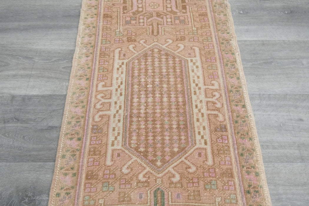 Vintage Turkish Oushak Rug Runner 202 x 55cm | Handmade Wool Hallway Runner | One-of-a-Kind Pastel Runner- Rugs Direct 