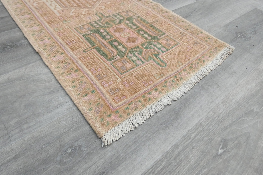 Vintage Turkish Oushak Rug Runner 202 x 55cm | Handmade Wool Hallway Runner | One-of-a-Kind Pastel Runner- Rugs Direct 