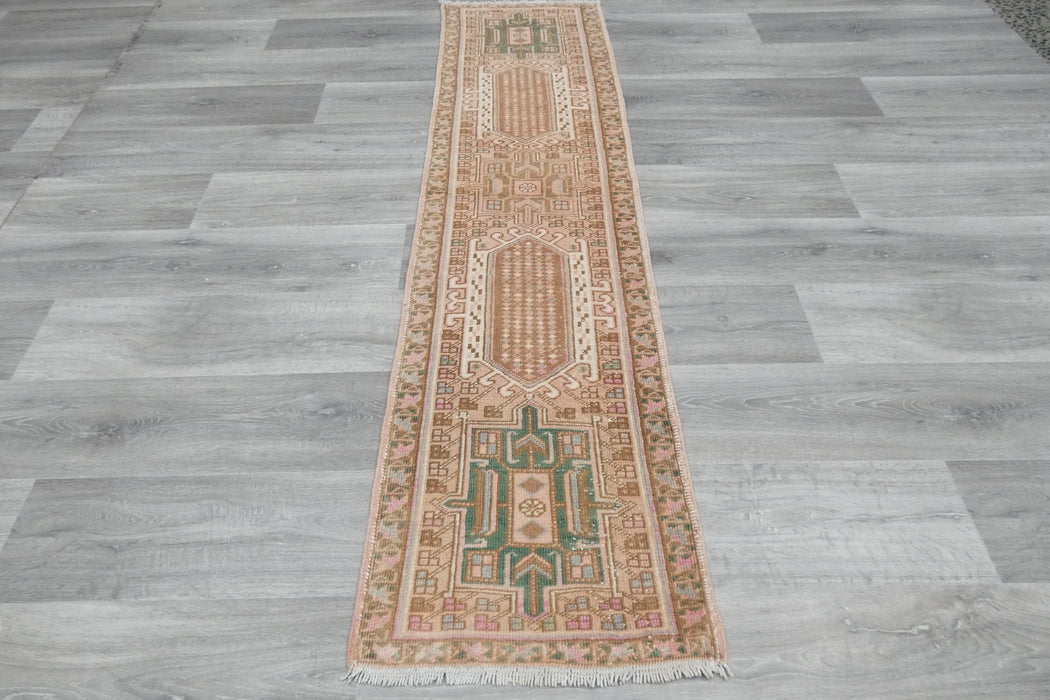 Vintage Turkish Oushak Rug Runner 197 x 50cm | Handmade Wool Hallway Runner | One-of-a-Kind Pastel Runner- Rugs Direct 