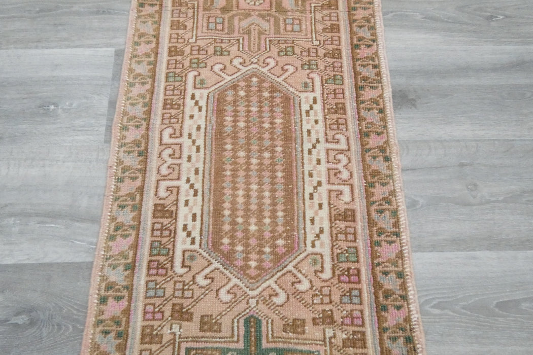 Vintage Turkish Oushak Rug Runner 197 x 50cm | Handmade Wool Hallway Runner | One-of-a-Kind Pastel Runner- Rugs Direct 