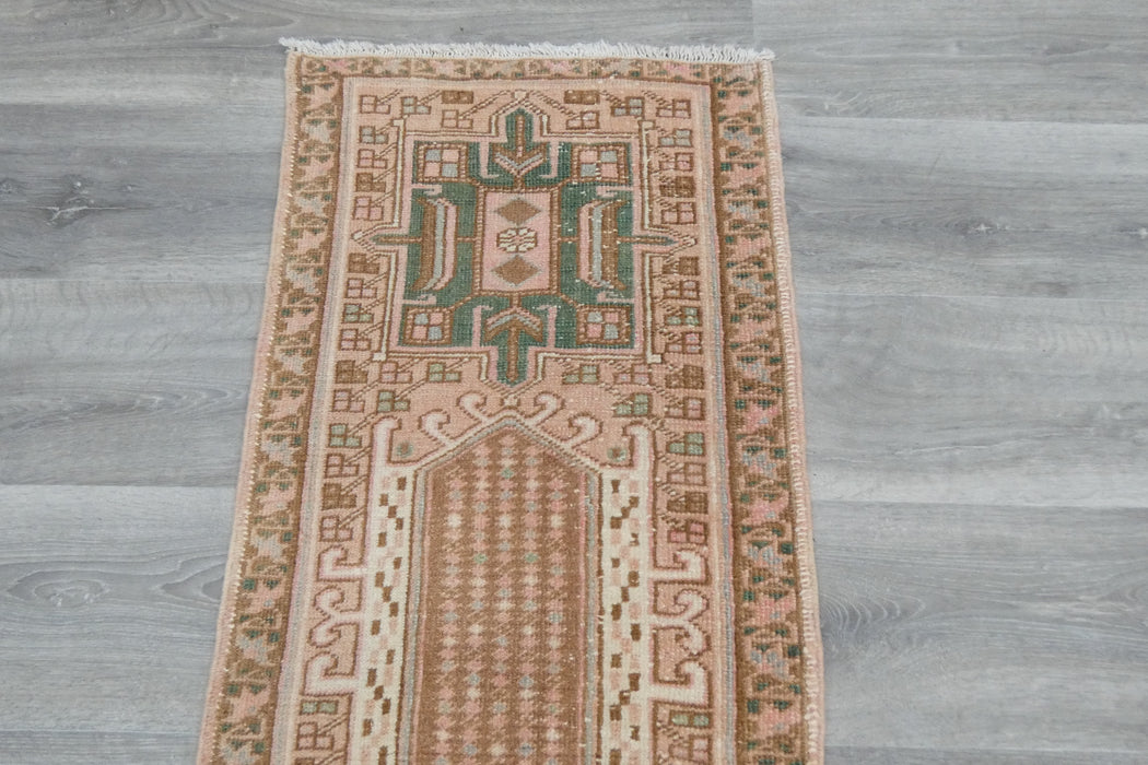 Vintage Turkish Oushak Rug Runner 197 x 50cm | Handmade Wool Hallway Runner | One-of-a-Kind Pastel Runner- Rugs Direct 