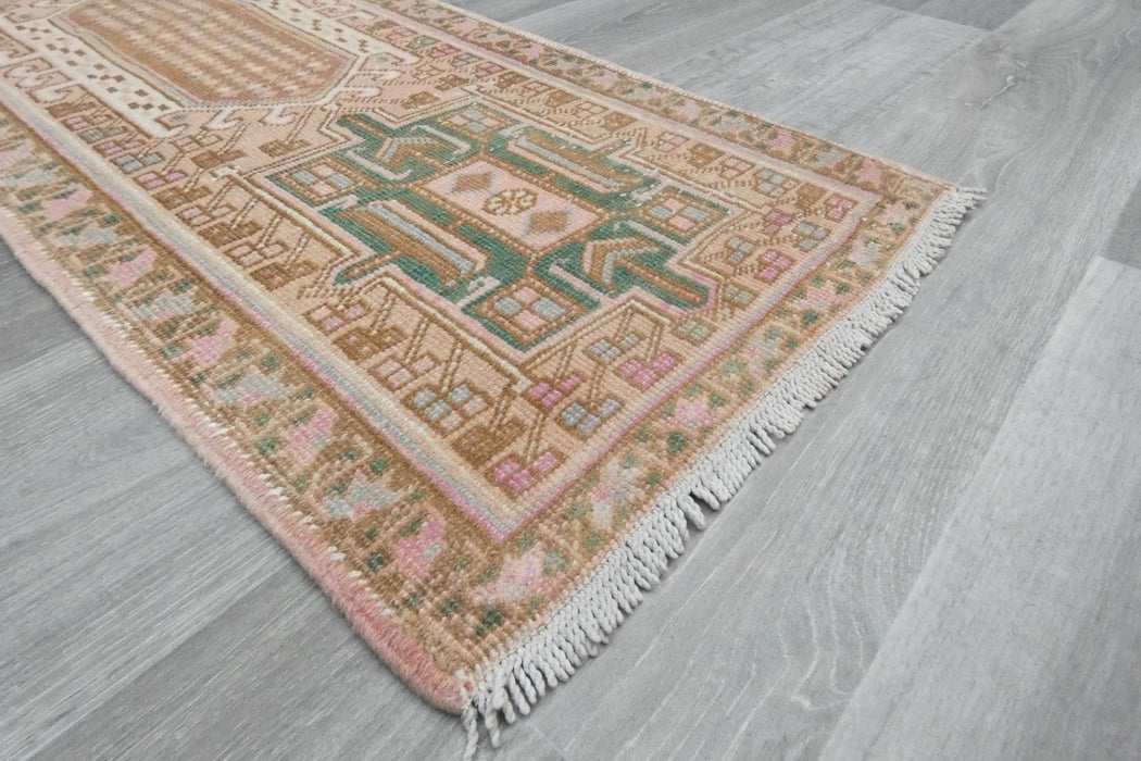 Vintage Turkish Oushak Rug Runner 197 x 50cm | Handmade Wool Hallway Runner | One-of-a-Kind Pastel Runner- Rugs Direct 