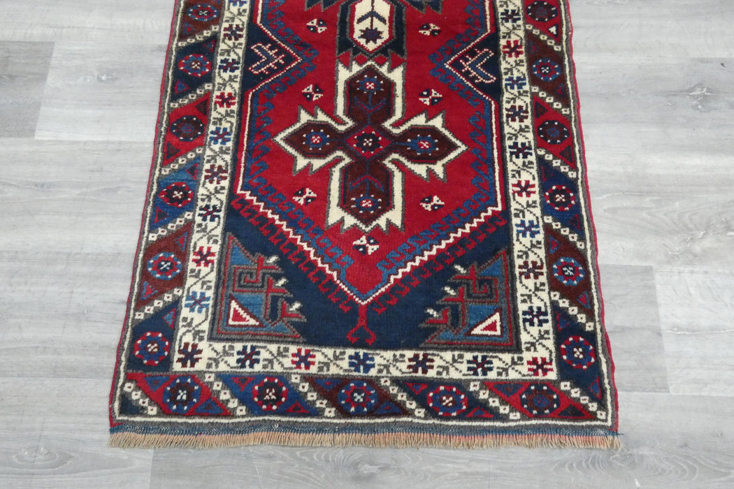Vintage Handmade Tribal Rug Runner 302 x 75cm | Wool Hallway Runner | One of a Kind