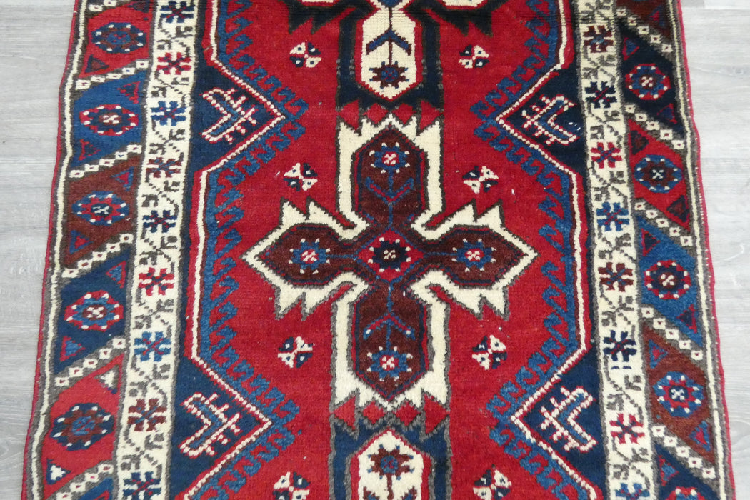 Vintage Handmade Tribal Rug Runner 302 x 75cm | Wool Hallway Runner | One of a Kind - Rugs Direct 