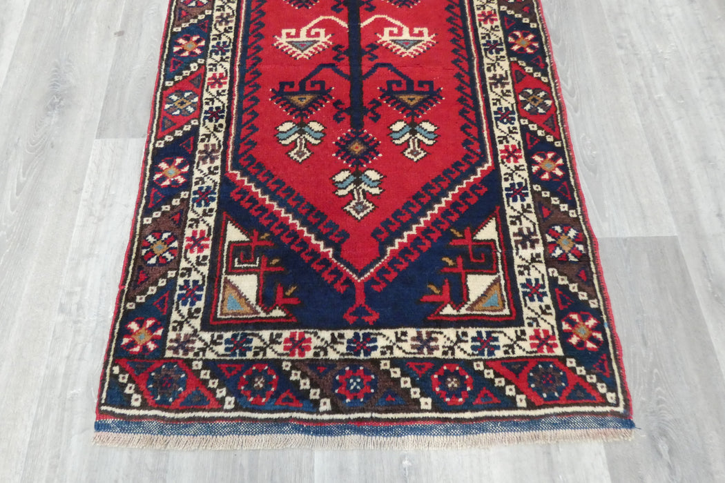 Vintage Handmade Tribal Rug Runner 384 x 77cm | Wool Hallway Runner | One of a Kind- Rugs Direct 