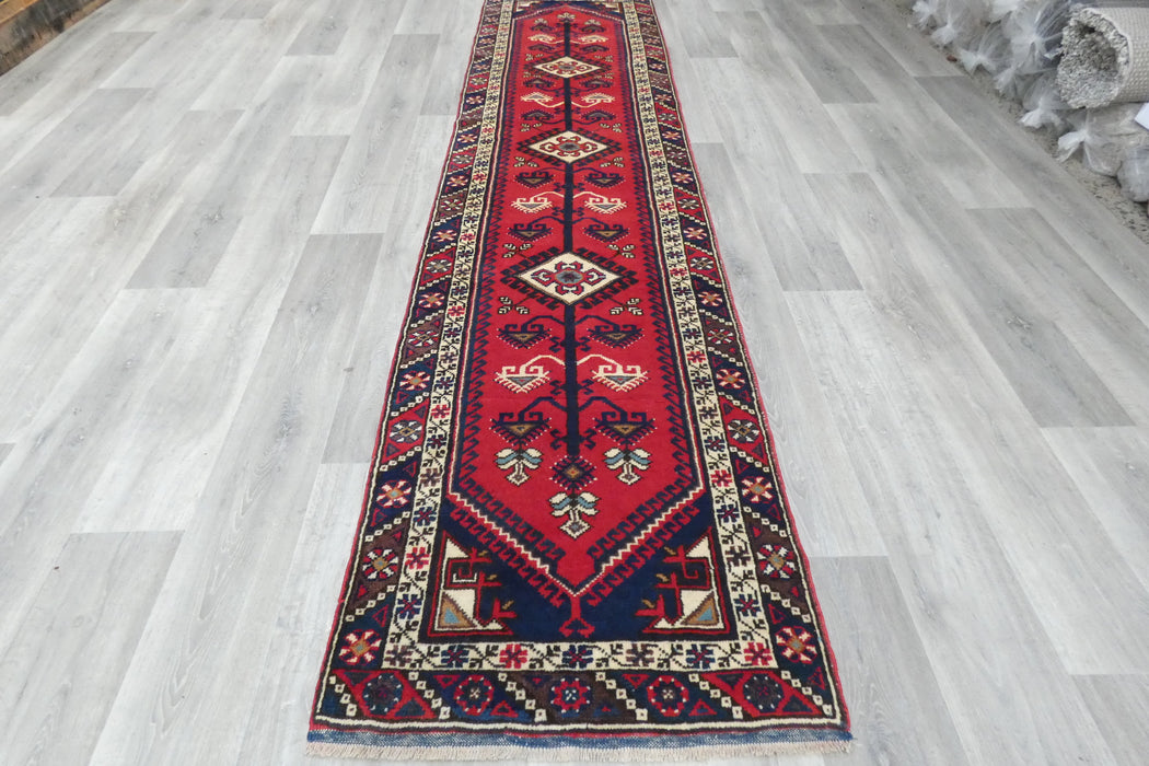 Vintage Handmade Tribal Rug Runner 384 x 77cm | Wool Hallway Runner | One of a Kind- Rugs Direct 