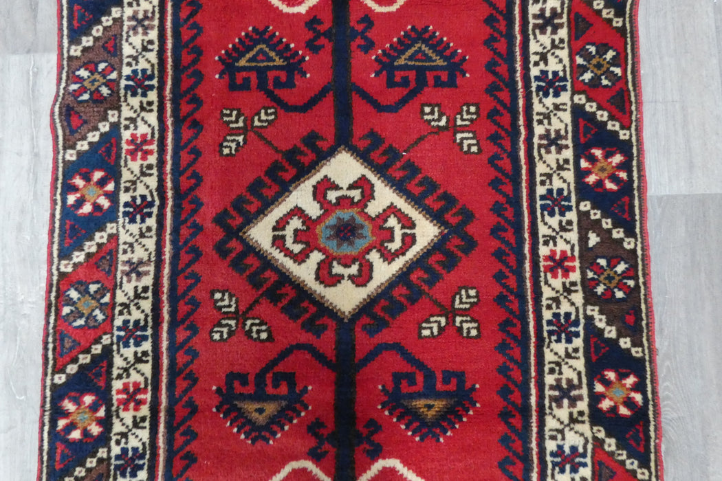 Vintage Handmade Tribal Rug Runner 384 x 77cm | Wool Hallway Runner | One of a Kind- Rugs Direct 