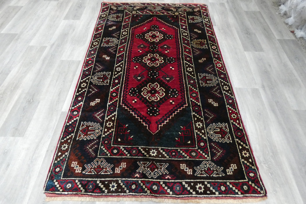 Handmade Turkish Tribal Wool Rug 230 x 134cm | Vintage Anatolian Style Area Rug | One-of-a-Kind- Rugs Direct 