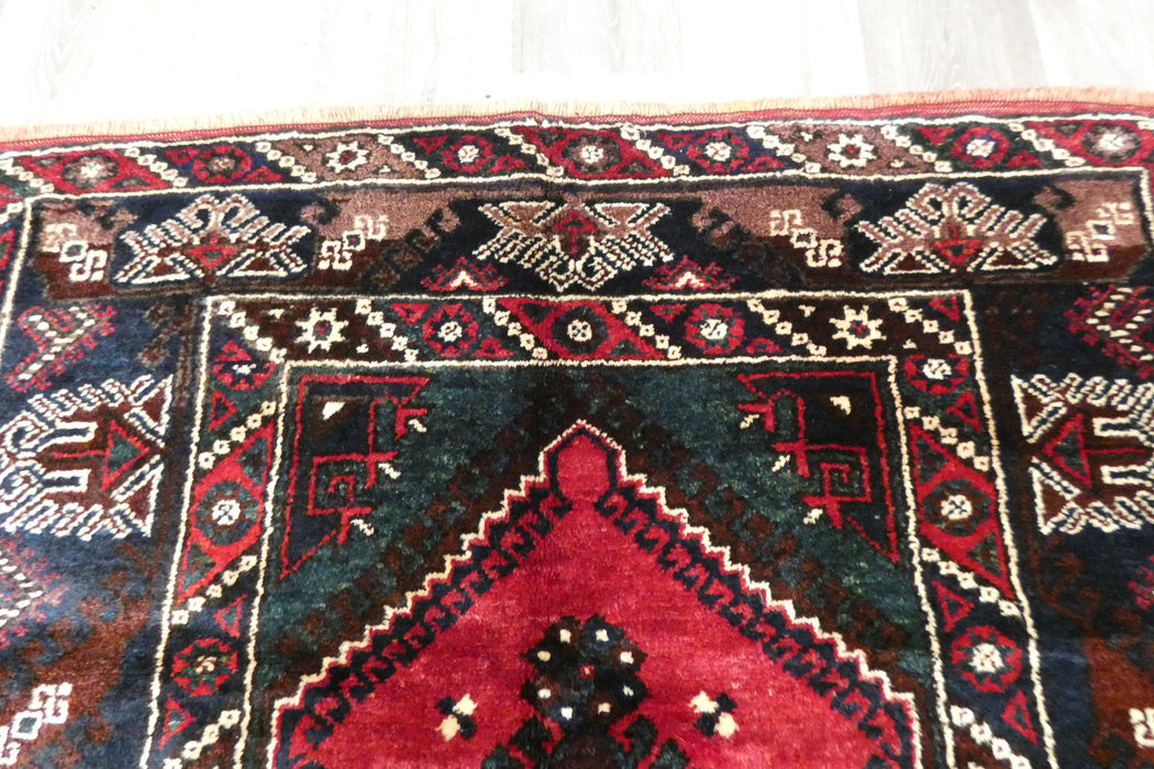 Handmade Turkish Tribal Wool Rug 230 x 134cm | Vintage Anatolian Style Area Rug | One-of-a-Kind- Rugs Direct 