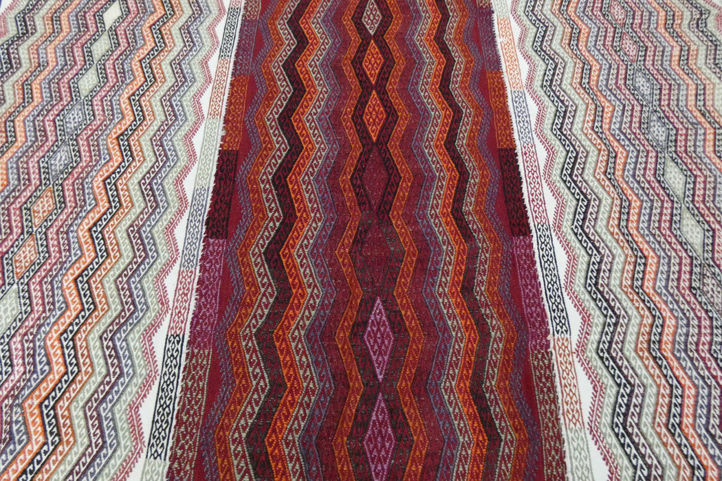 Handmade Turkish Cicim Kilim 253 x 150cm | Anatolian Flatweave Wool Rug | One-of-a-Kind Statement Piece- Rugs Direct 