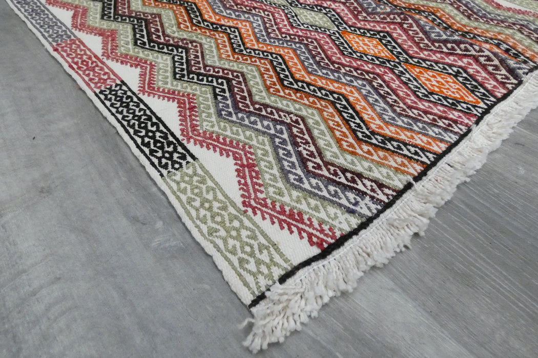 Handmade Turkish Cicim Kilim 253 x 150cm | Anatolian Flatweave Wool Rug | One-of-a-Kind Statement Piece- Rugs Direct 