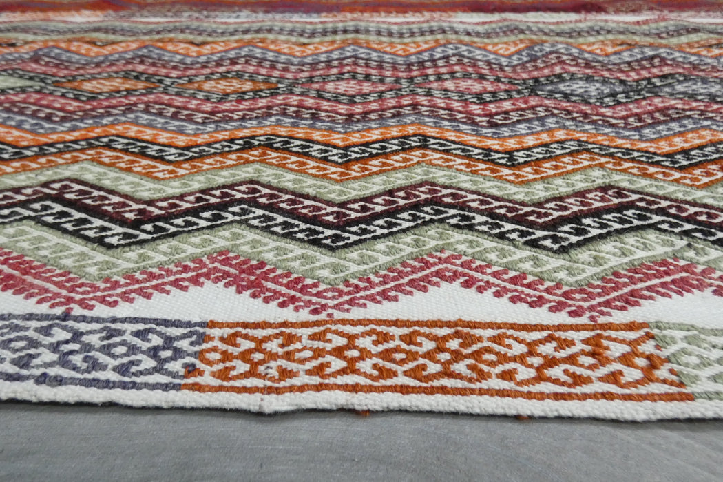 Handmade Turkish Cicim Kilim 253 x 150cm | Anatolian Flatweave Wool Rug | One-of-a-Kind Statement Piece- Rugs Direct 
