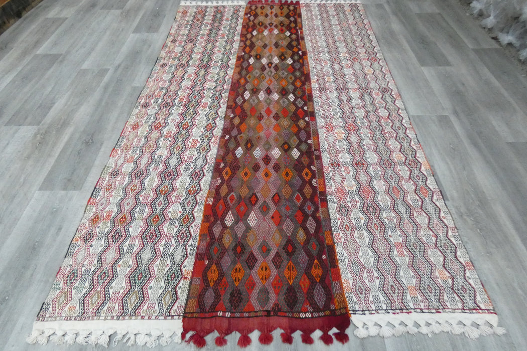 Handmade Turkish Cicim Kilim 260 x 152cm | Anatolian Flatweave Wool Rug | One-of-a-Kind Statement Piece- Rugs Direct 