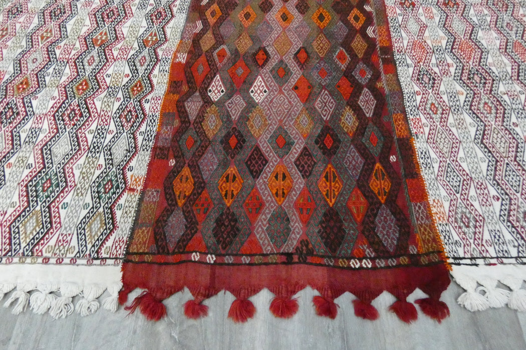 Handmade Turkish Cicim Kilim 260 x 152cm | Anatolian Flatweave Wool Rug | One-of-a-Kind Statement Piece- Rugs Direct 