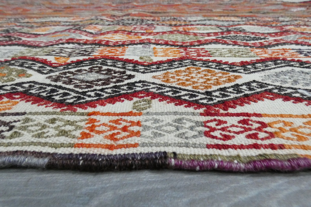 Handmade Turkish Cicim Kilim 253 x 150cm | Anatolian Flatweave Wool Rug | One-of-a-Kind Statement Piece- Rugs Direct 