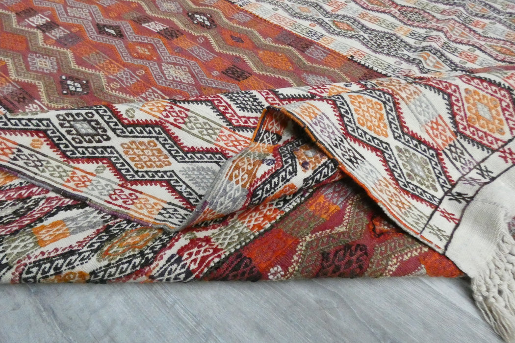 Handmade Turkish Cicim Kilim 253 x 150cm | Anatolian Flatweave Wool Rug | One-of-a-Kind Statement Piece- Rugs Direct 